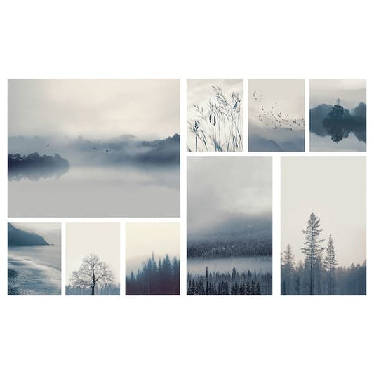 Ikea GRÖNBY - Picture, set of 9, blue landscape, 179x112 cm