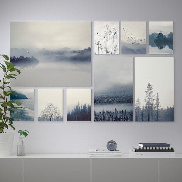 GRÖNBY - Picture, set of 9, blue landscape, 179x112 cm - best price from Maltashopper.com 80436946