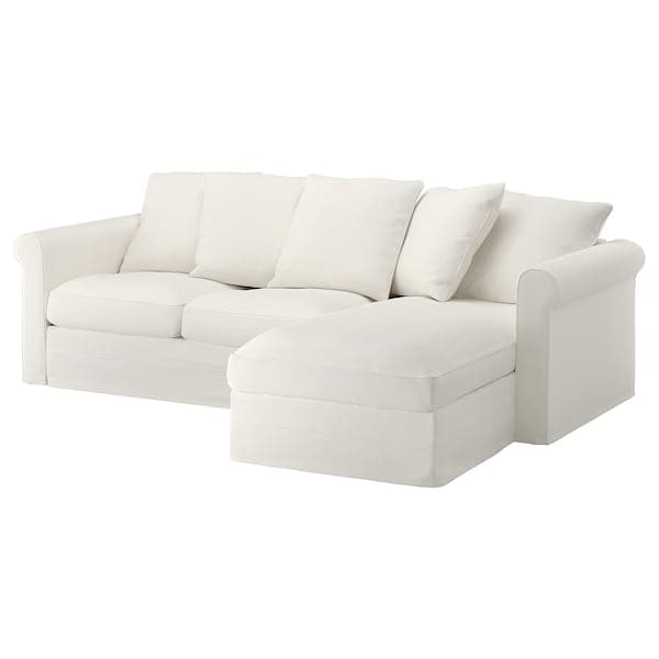 GRÖNLID 3-seater sofa with chaise-longue - White inseros , - best price from Maltashopper.com 19407146