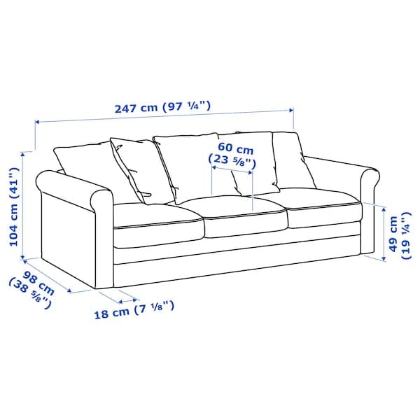 GRÖNLID - 3-seater sofa, Hillared anthracite , - best price from Maltashopper.com 49440106