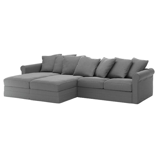 GRÖNLID 4-seater sofa with chaise-longue - smoky grey Ljungen , - best price from Maltashopper.com 79409072