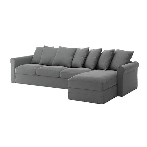 GRÖNLID 4 seater sofa with chaise-longue - Ljungen smoke grey ,