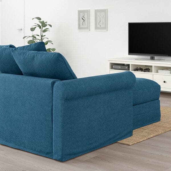 GRÖNLID - 4-seater sofa with chaise-longue/Tallmyra blue , - best price from Maltashopper.com 19440037