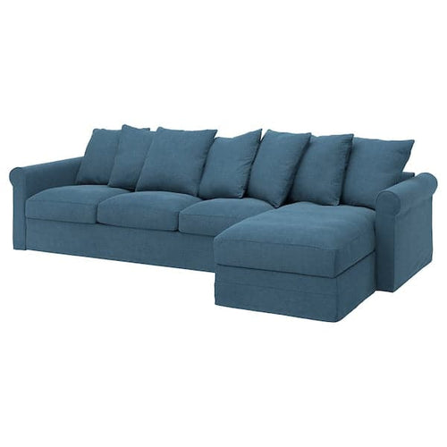 GRÖNLID - 4-seater sofa with chaise-longue/Tallmyra blue ,
