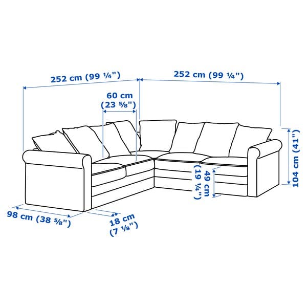 GRÖNLID - 4-seater corner sofa, Hillared anthracite , - best price from Maltashopper.com 79439917