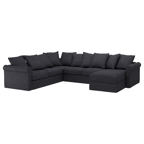 GRÖNLID - 5-seater corner sofa with chaise-longue/Hillared anthracite , - best price from Maltashopper.com 49439933