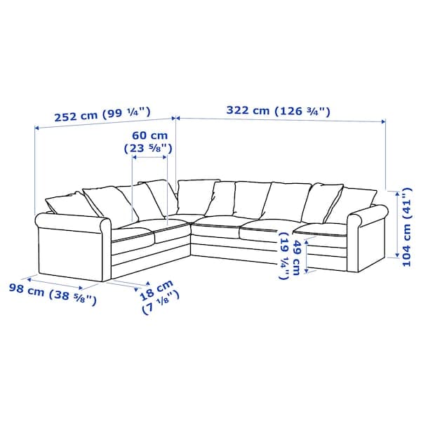 GRÖNLID - 5-seater corner sofa
