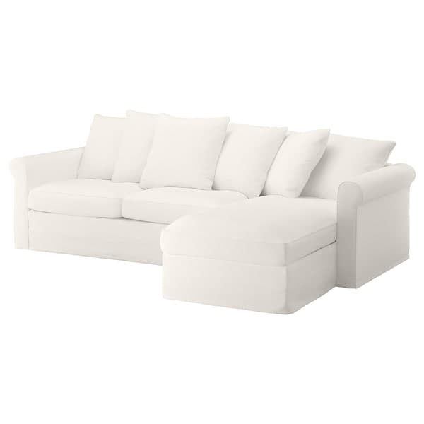 GRÖNLID - 3-seater sofa bed/chaise-longue, Inseros white , - best price from Maltashopper.com 29536548