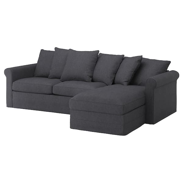 GRÖNLID - 3-seater sofa bed/chaise-longue, Sporda dark grey , - best price from Maltashopper.com 99536677