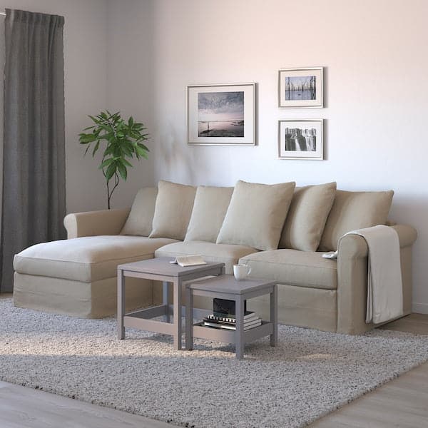 GRÖNLID - 3-seater sofa bed/chaise-longue, Sporda natural , - best price from Maltashopper.com 19536681