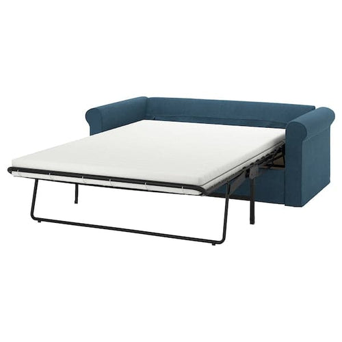 GRÖNLID - 2-seater sofa bed, Tallmyra blue ,