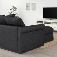 GRÖNLID - 3-seater sofa bed, with chaise-longue/Hillared anthracite , - best price from Maltashopper.com 19536450