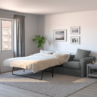 GRÖNLID - 3-seater sofa bed, Ljungen smoke grey , - best price from Maltashopper.com 99536601