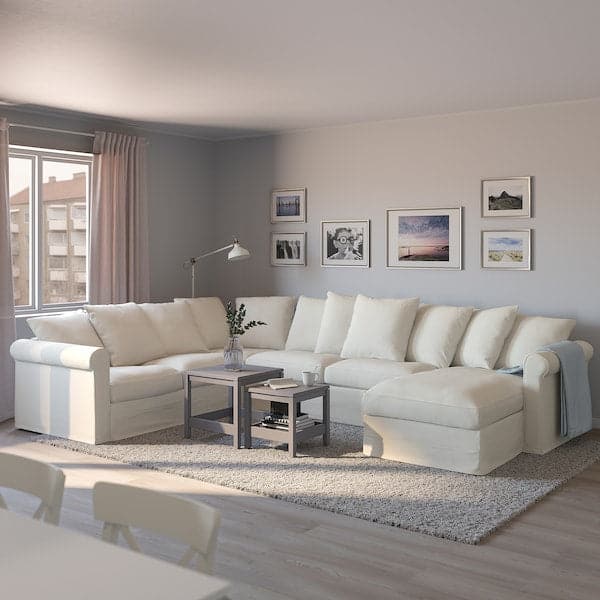 GRÖNLID - 5-seater sofa bed/chaise-lon, Inseros white , - best price from Maltashopper.com 69536527