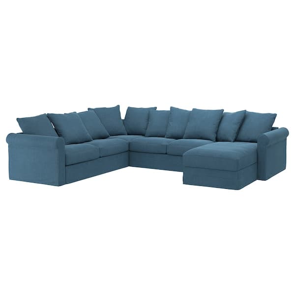 GRÖNLID - 5-seater corner sofa bed with chaise-longue/Tallmyra blue , - best price from Maltashopper.com 39536487