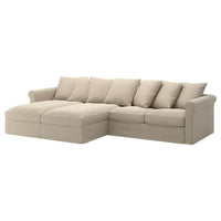 GRÖNLID - 4-seater sofa/chaise-longue cover, Sporda natural , - best price from Maltashopper.com 99528955