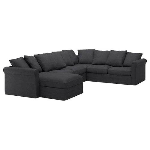 GRÖNLID - Cover for 5-seat sofa/chaise-l, Sporda dark grey
