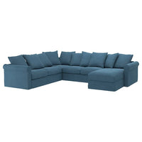 GRÖNLID - 5-seater corner sofa bed cover, with chaise-longue/Tallmyra blue , - best price from Maltashopper.com 49440130