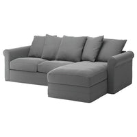 GRÖNLID 3-seater sofa cover - with chaise-longue/Ljungen smoke grey , - best price from Maltashopper.com 99409108