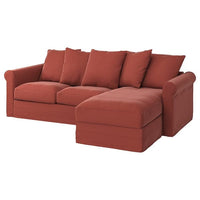 GRÖNLID 3-seater sofa cover - with light red chaise-longue/Ljungen , - best price from Maltashopper.com 09408957