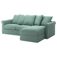 GRÖNLID 3-seater sofa cover - with chaise-longue/light green Ljungen , - best price from Maltashopper.com 19408829