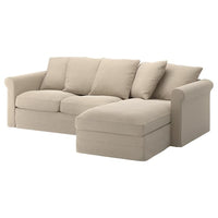 GRÖNLID 3 seater sofa cover - with chaise-longue/natural sporda , - best price from Maltashopper.com 19408457