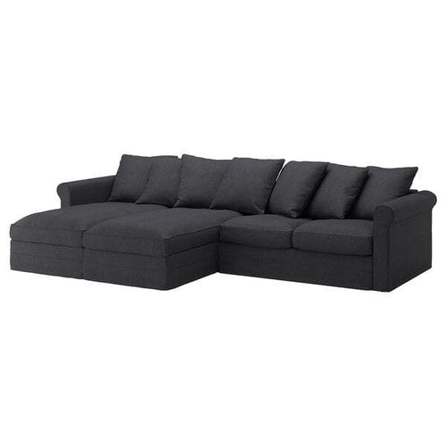 GRÖNLID 4-seater sofa cover - with chaise-longue/Dark grey splinder ,