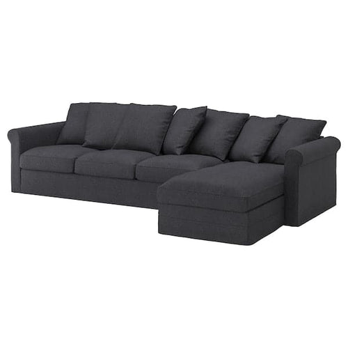 GRÖNLID 4-seater sofa lining - with dark grey chaise-longue/Sporda ,