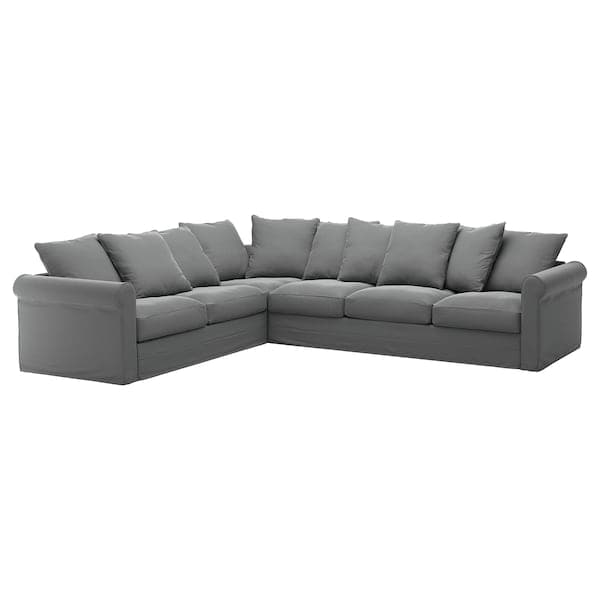 GRÖNLID Corner sofa cover, 5 seater - Ljungen smoke grey , - best price from Maltashopper.com 49409078