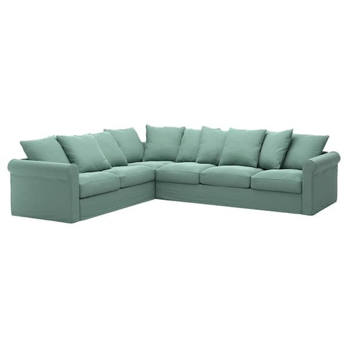 GRÖNLID Corner sofa cover, 5 seater - Light green Ljungen ,