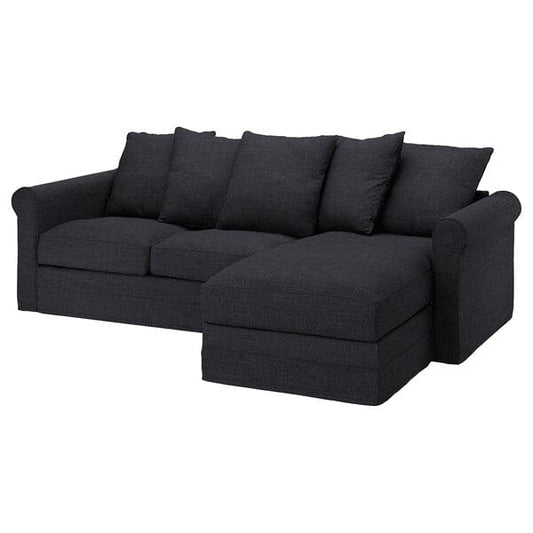 GRÖNLID - Cover for 3-seater sofa bed, with chaise-longue/Hillared anthracite , - best price from Maltashopper.com 39439995