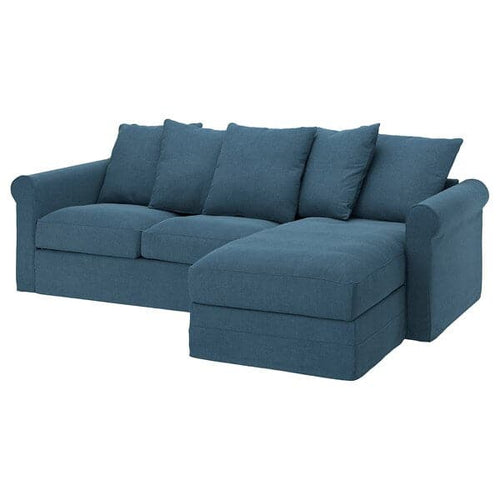 GRÖNLID - Cover for 3-seater sofa bed, with chaise-longue/Tallmyra blue ,