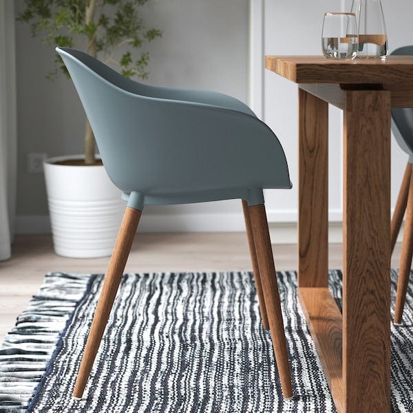 Ikea GRÖNSTA - Chair with armrests, in/outdoor, grey-turquoise