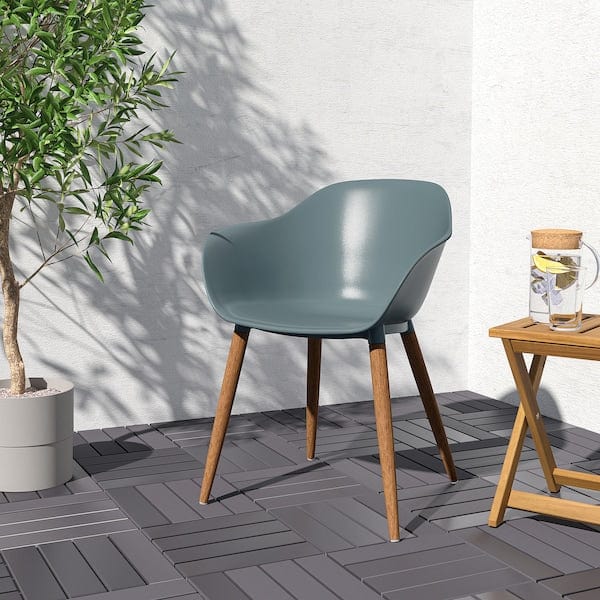 Ikea GRÖNSTA - Chair with armrests, in/outdoor, grey-turquoise