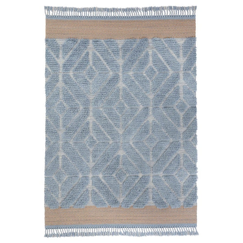 GULDÄXINGAR - Carpet, long pile, blue/grey/handmade,170x240 cm