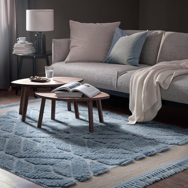 Ikea GULDÄXINGAR - Carpet, long pile, blue/grey/handmade,170x240 cm