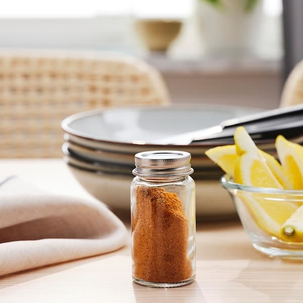 Ikea GULDFISK - Spice jar, clear glass/stainless steel, 6 cl