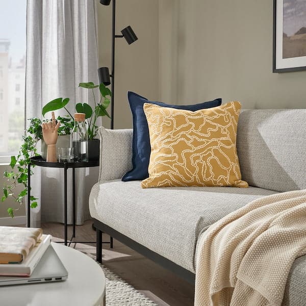 Ikea GULDFLY - Cushion cover, dark yellow/off-white, 50x50 cm