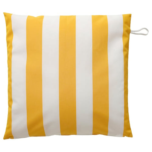 GULLBERGSÖ - Cushion cover, yellow/white striped/outdoor indoor, 50x50 cm