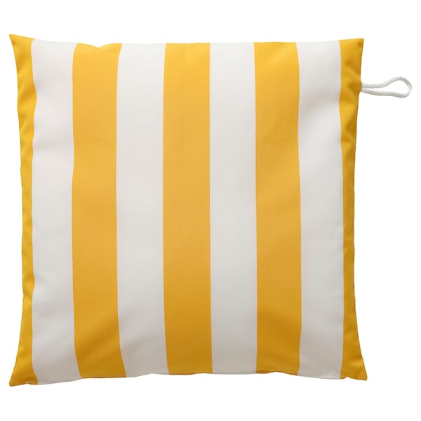 GULLBERGSÖ - Cushion cover, yellow/white striped/outdoor indoor , 50x50 cm