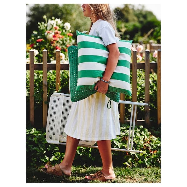GULLBERGSÖ - Cushion cover, in/outdoor, green/white, 50x50 cm - best price from Maltashopper.com 70520752
