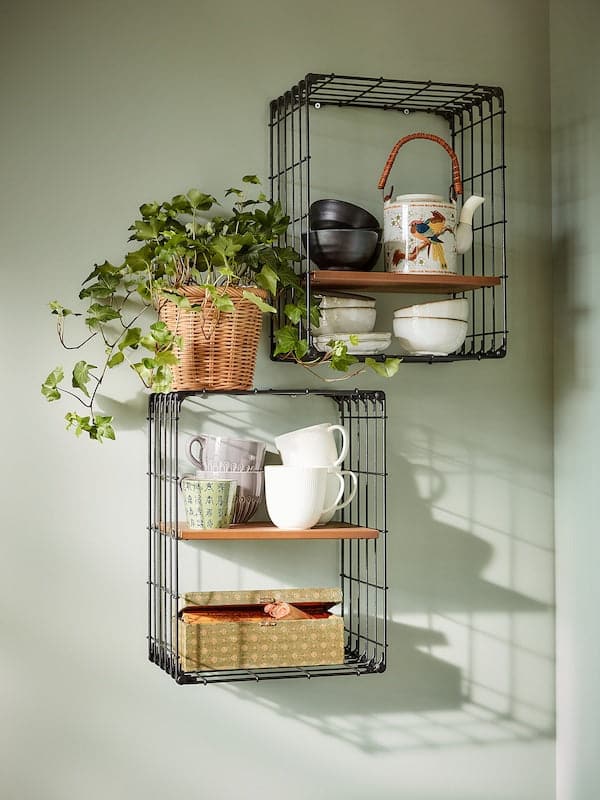 Ikea GULLHULT - Wall shelf, black/pine antique effect, 30x40 cm