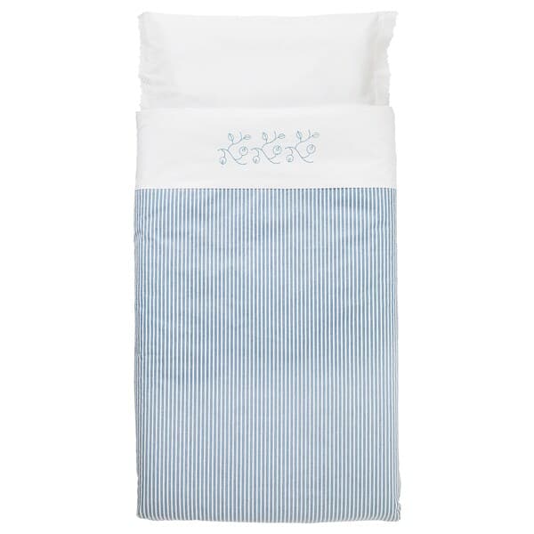 GULSPARV - Duvet cover 1 pillowcase for cot, striped/blue, 110x125/35x55 cm - best price from Maltashopper.com 10427064