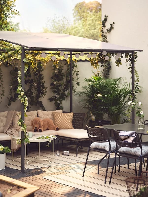 Ikea GUNNÖN - Gazebo, dark grey/grey, 238x233 cm