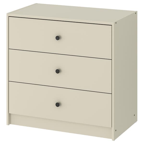 GURSKEN - Chest of 3 drawers, light beige, 69x67 cm