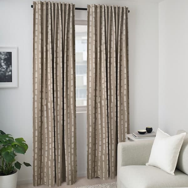 Ikea HÄCKBERBERIS - Semi-darkening curtain, 2 sheets, beige, 145x300 cm ,