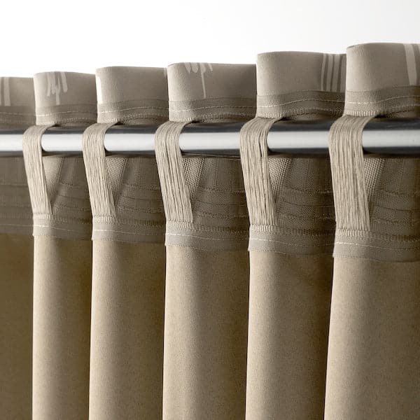 Ikea HÄCKBERBERIS - Semi-darkening curtain, 2 sheets, beige, 145x300 cm ,