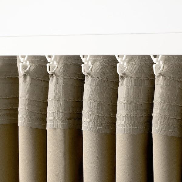 Ikea HÄCKBERBERIS - Semi-darkening curtain, 2 sheets, beige, 145x300 cm ,