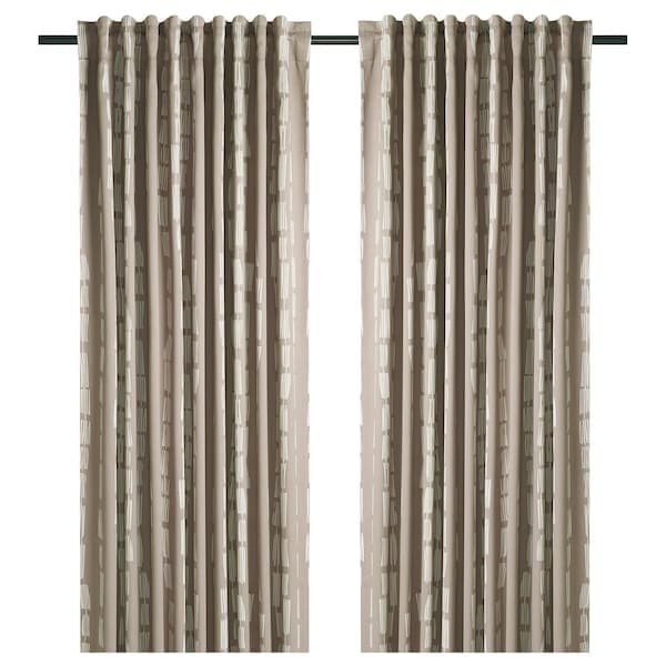Ikea HÄCKBERBERIS - Semi-darkening curtain, 2 sheets, beige, 145x300 cm ,