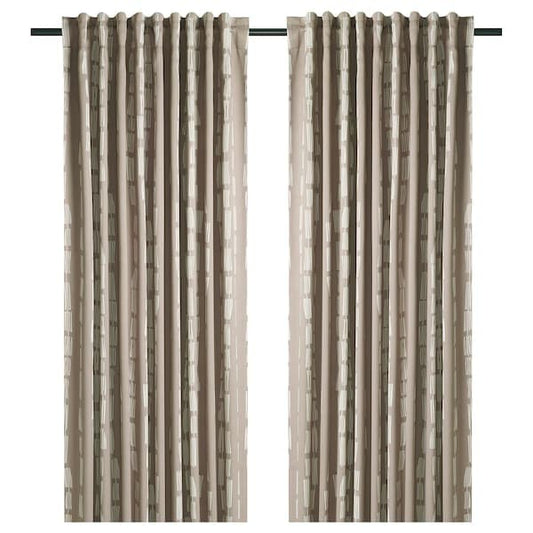 Ikea HÄCKBERBERIS - Semi-darkening curtain, 2 sheets, beige, 145x300 cm ,